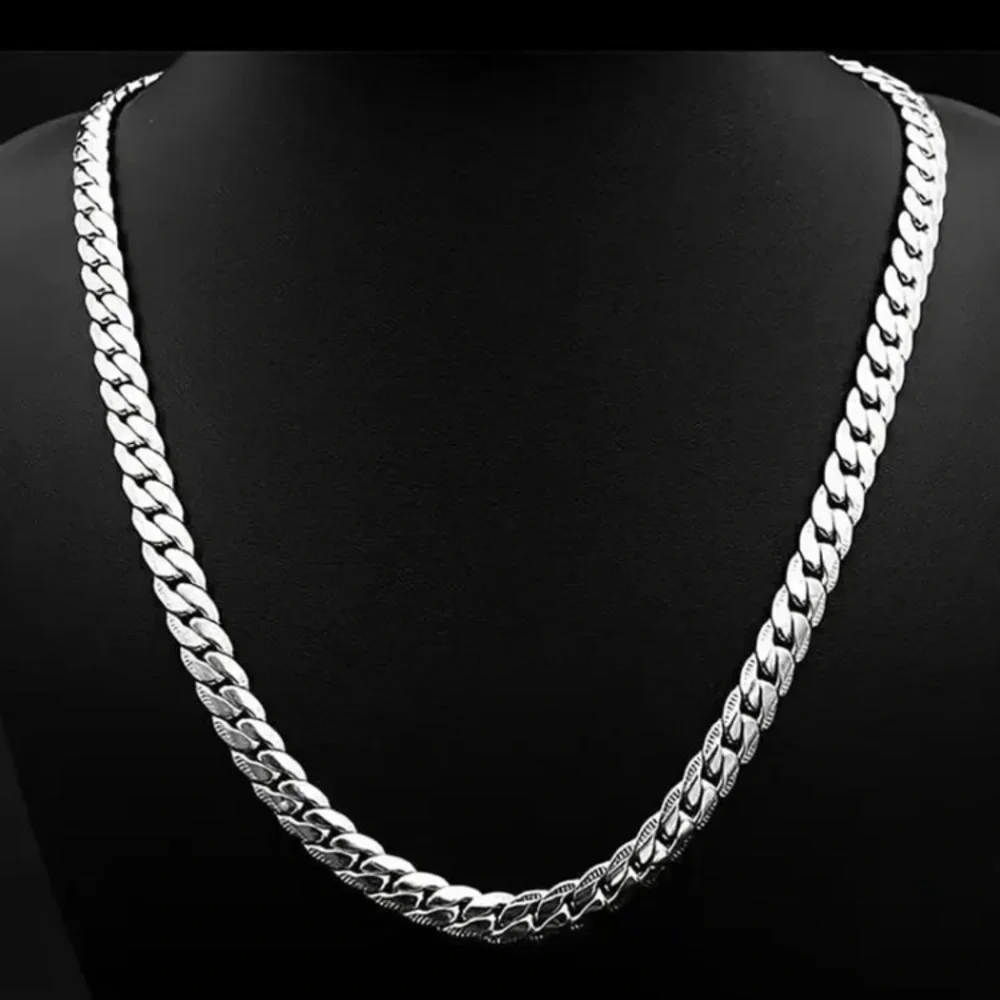 Men's Silver 316L Solid Stainless Steel 8MM Cuban Curb Chain 24” Necklace